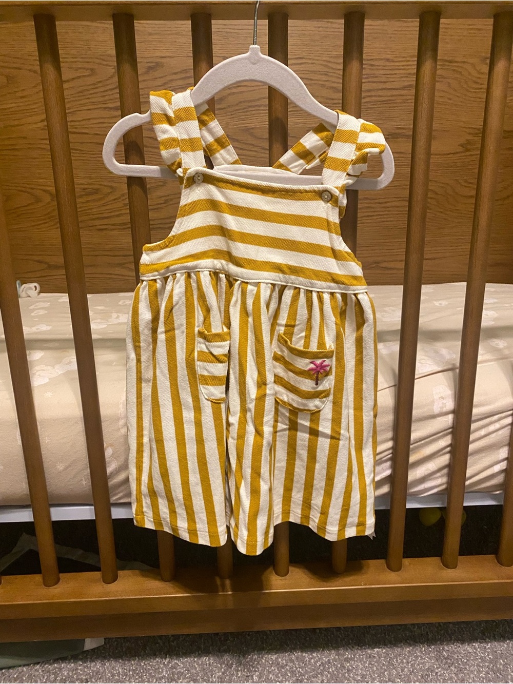 Striped Mustard & White Dress with pockets